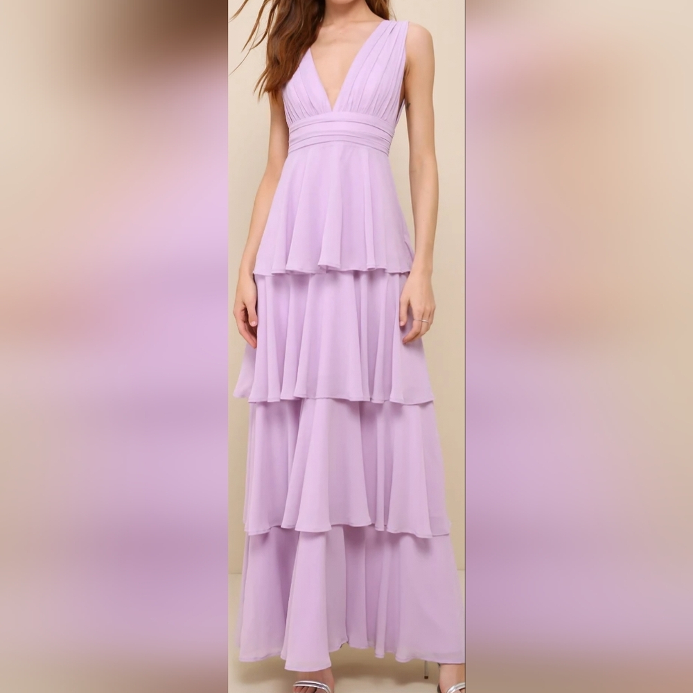 Lulu's Lavender Tiered Maxi Dress SZ. XL NWOT